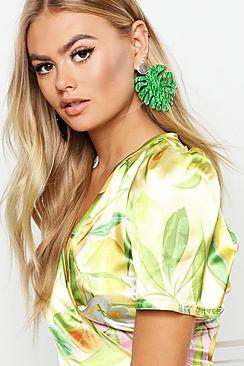 Boohoo Statement Leaf Resin Earrings