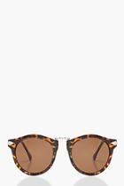 Boohoo Lia Tortoiseshell Contrast Round Sunglasses