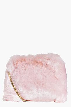 Boohoo Kara Fluffy Faux Fur Cross Body Bag