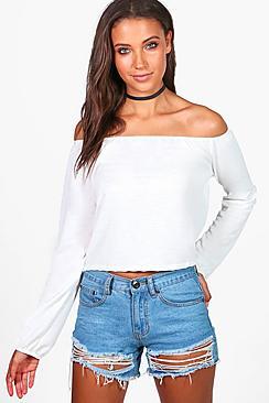 Boohoo Tall Saige Off The Shoulder Crop Top