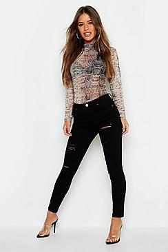 Boohoo Petite Distressed Skinny Jeans