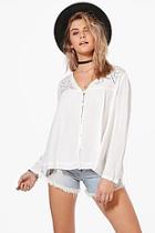 Boohoo Lizzie Cut Work Detail Button Through Blouse