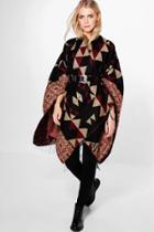 Boohoo Willow Tile Patterned Cape Multi
