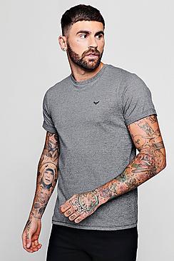 Boohoo Roll Sleeve T-shirt With Chest Embroidery