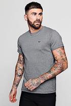 Boohoo Roll Sleeve T-shirt With Chest Embroidery