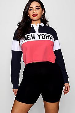 Boohoo Plus Katy New York Slogan Polo Top