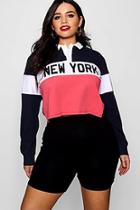 Boohoo Plus Katy New York Slogan Polo Top