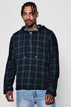 Boohoo Green Brushed Check Hooded Shirt