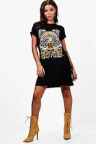 Boohoo Claire Printed T-shirt Dress
