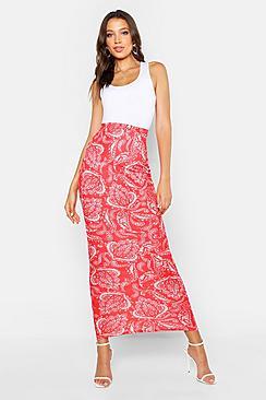 Boohoo Tall Paisley Print Maxi Skirt