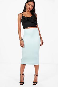 Boohoo Freya Basic Pastel Scuba Midi Skirt