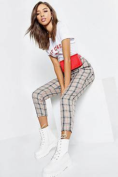 Boohoo Tonal Check Slim Fit Trousers