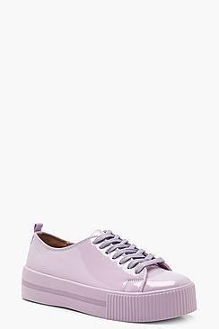 Boohoo Patent Pastel Platform Trainers