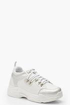 Boohoo Holographic Panel Lace Up Hiker Trainers