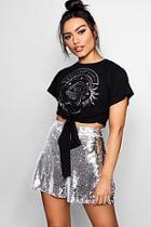 Boohoo Maya Tie Trim Zodiac Motif Tee