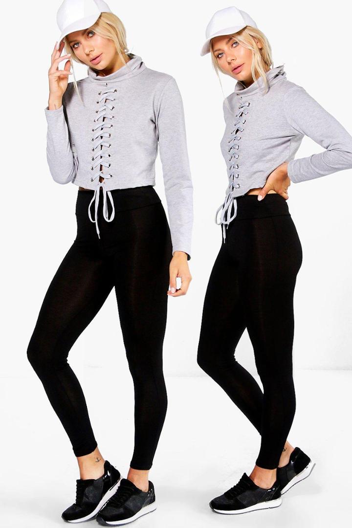 Boohoo Larah 2 Pack Basic High Waist Leggings Black