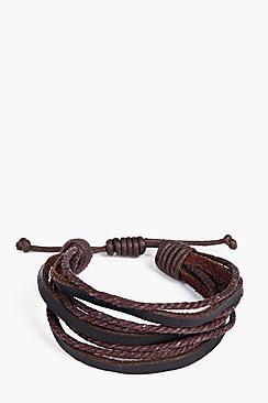 Boohoo Pu And Rope Adjustable Bracelet