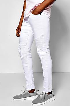 Boohoo Super Skinny Stretch Destroyed Biker Jean