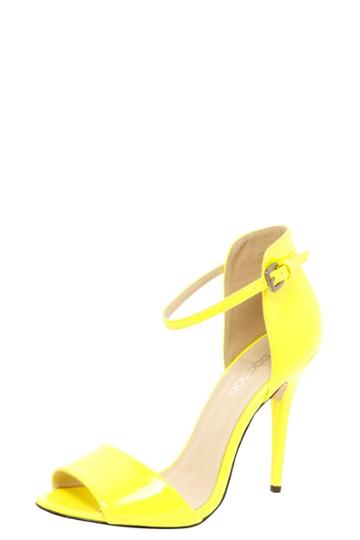 Boohoo Scarlett Yellow Patent Strappy Heels - Yellow