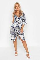 Boohoo Plus Snake One Shoulder Asymmetric Wrap Dress