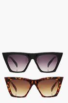 Boohoo 2 Pack Flat Top Angular Sunglasses