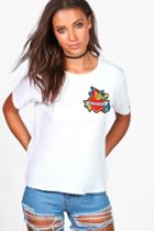 Boohoo Tall Kacy Heart Badge T-shirt White