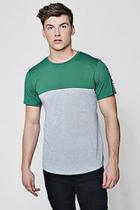 Boohoo Colour Block Curved Hem T-shirt With Taping