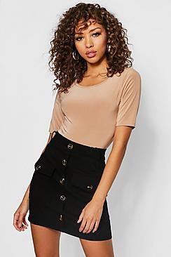 Boohoo Utility Pocket Horn Button Mini Skirt