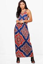 Boohoo Petite Lottie Paisley Print Twist Back Maxi Dress