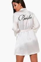Boohoo Darcey 'bride' Satin Robe
