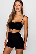 Boohoo Petite Anne Ruched Front Crop Top