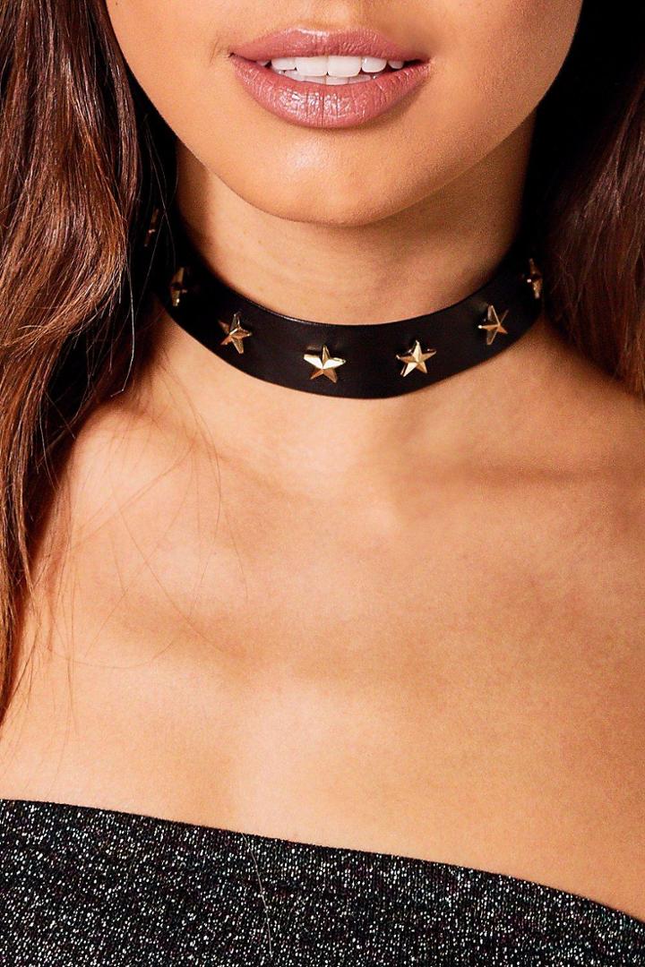 Boohoo Vanessa Pu Star Studded Choker Black