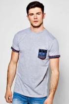 Boohoo Pocket T Shirt With Aztec Print Grey