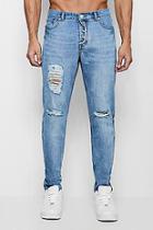 Boohoo Skinny Fit Distressed Jeans With Exposed Fly