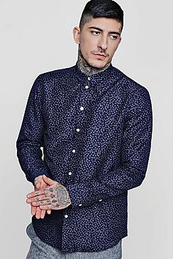 Boohoo Smart All Over Triangle Long Sleeve Shirt