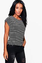 Boohoo Kate Woven Contrast Stripe Boxy T-shirt