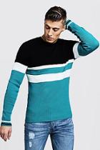 Boohoo Colour Block Ribbed Muscle Fit Jumper