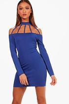 Boohoo Caged Neckline Bodycon Mini Dress