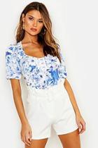 Boohoo Floral Print Corset Style Top