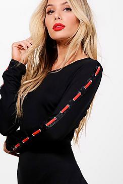 Boohoo Sophia Laced Up Sleeve Bodycon Dress