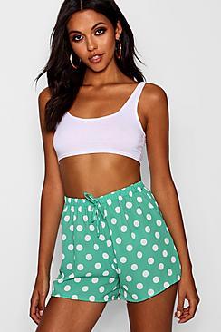 Boohoo Polka Dot Tie Belt Shorts