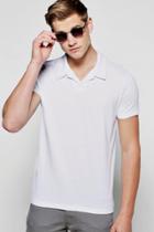 Boohoo Open Placket Polo White