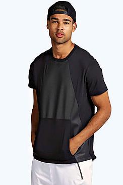 Boohoo Oversized Pu Panel Pocket T Shirt