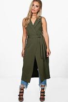 Boohoo Plus Renee Sleeveless Tie Waist Duster