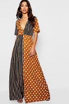 Boohoo Spot & Stripe Contrast Maxi Dress