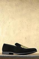 Boohoo Lion Embroidered Faux Suede Loafer