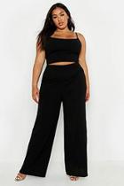 Boohoo Plus Strappy Longline Crop & Flared Trouser Co-ord