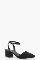 Boohoo Tia Wide Fit Wrap Pointed Block Heel Flats