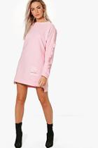 Boohoo Kayla Ruffle Sleeve Sweat Dress