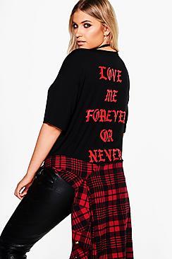 Boohoo Plus Kathy Printed Back Tee